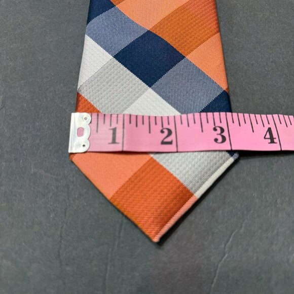 NWOT Izod Orange Blue Plaid Necktie 3 x 57" Stripes Mens Tie Gators Auburn UVA - Picture 6 of 10